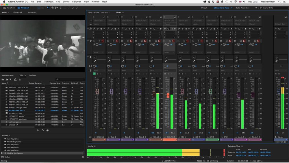 Starting the sound mix.